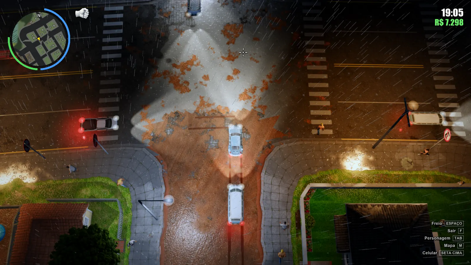 Jonilson dirigindo um Fuska na chuva