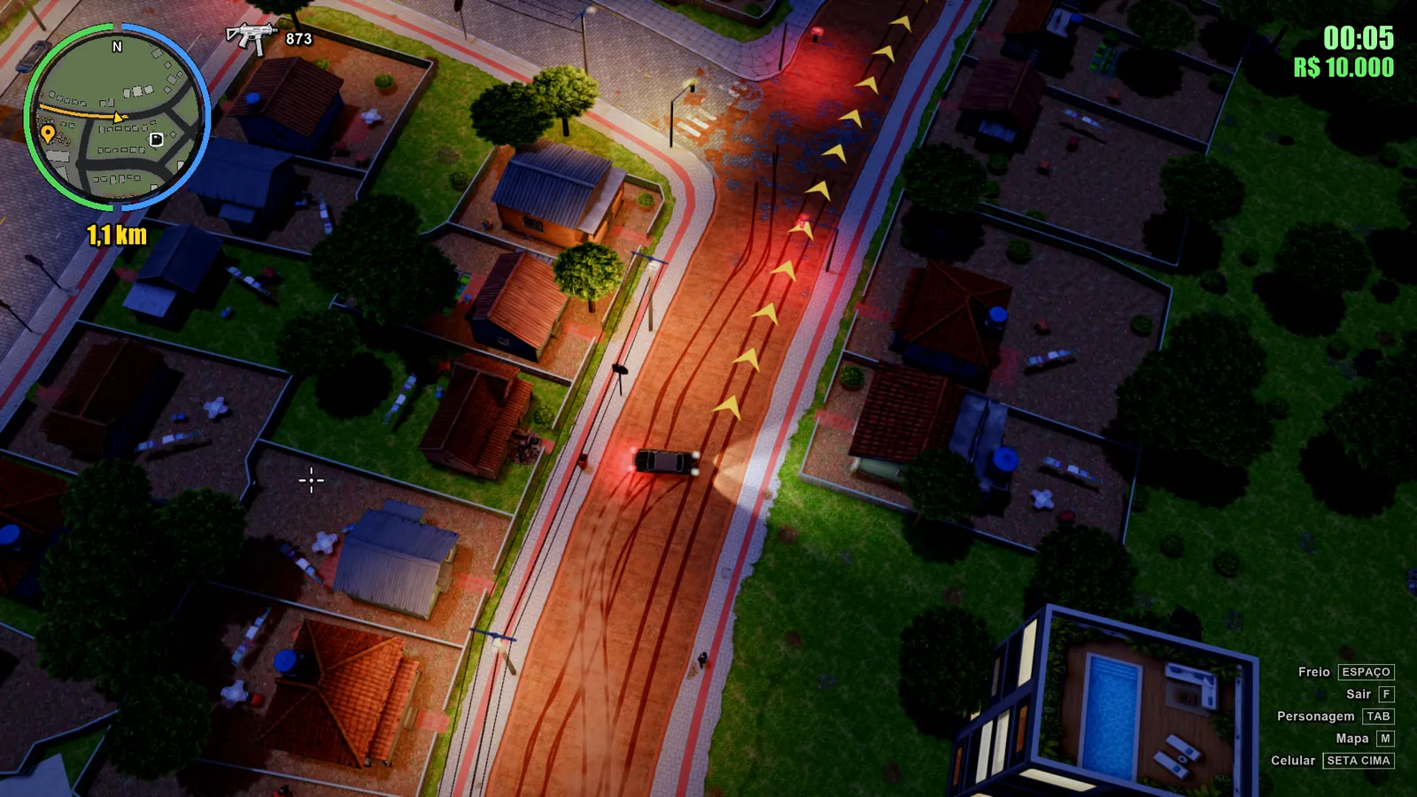 Dirigindo à noite seguindo o GPS
